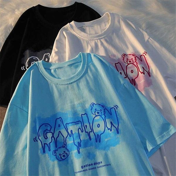 

women's t-shirt sense niche white shortsleeved tshirt men and women loose tshirt oversized tshirt ladies tshirt halfsleeved j230215