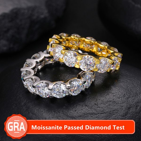 

allerig 925 sterling silver 5mm moissanite diamond ring for men women fashion ring jewelry party wedding nice gift, Golden;silver