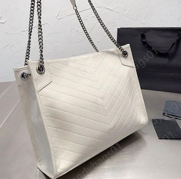 

genuine leather satchel handbag luxury bag large capacity shopping bags mens wave shoulder purse pattern fashion famous chains shoulder cros