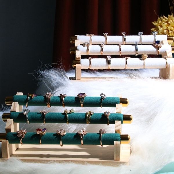 

jewelry boxes 3tier wooden jewelry display stand ring holder tbar jewelry showcase display stand and organizer 230215, Black;white