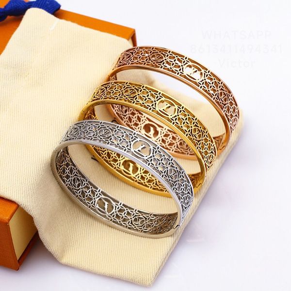 

lw designer couple bangle for woman engraved bangle for man vintage fashion brand designer highest counter quality exquisite gift with box 0, Black