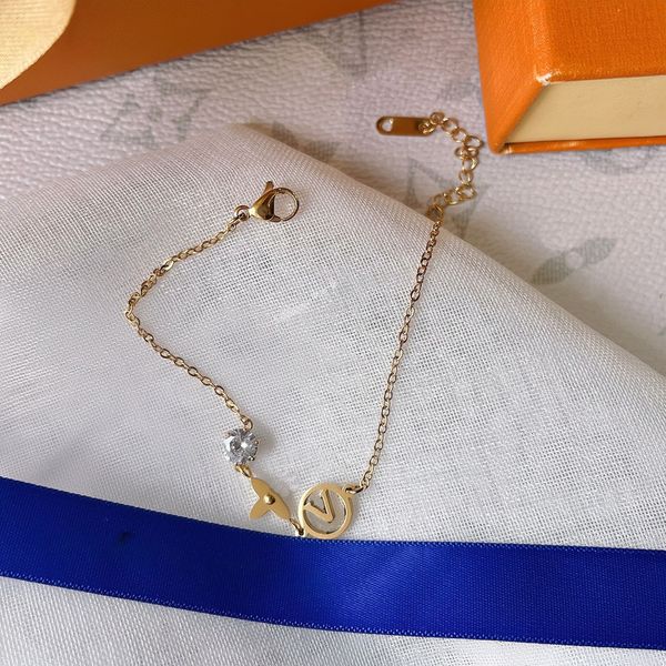 

wedding jewelry women chain bracelets bangle 18k gold plated bracelet wristband cuff chain stainless steel letter pendant lovers gift luxury, Black