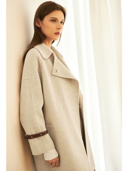 

women's jackets amii minimalism autumn winter 100 woollen coat women mocha brown belt doublesided long sleeve 12120409 230215, Black;brown