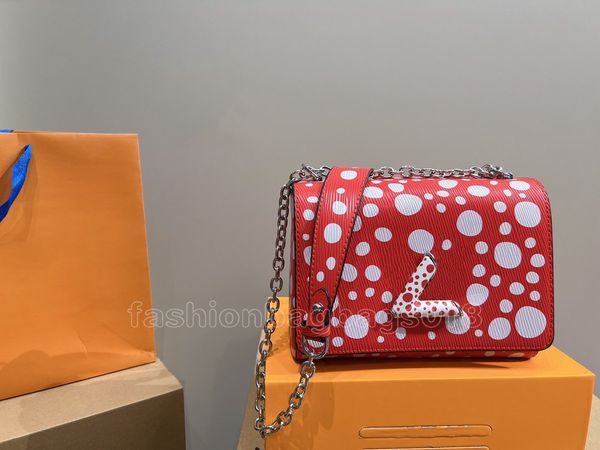 

23ss x yk twist belt chain wallet womens 3d grained infinity dots purse designer crossbody shoulder bags removable sliver chain pouch bag lu