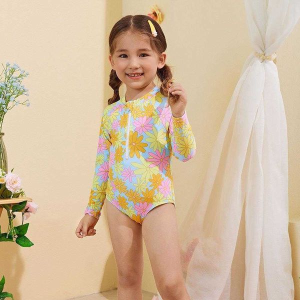 

childrens swimsuit summer girls style one pieces swimming suit cute printed, Black