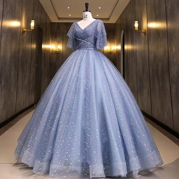 

blue prom dress v neck formal evening party gown satin brdemaid dresses custom made celebrity met gala dress 2023 bling ball gown cocktail p, Black;red
