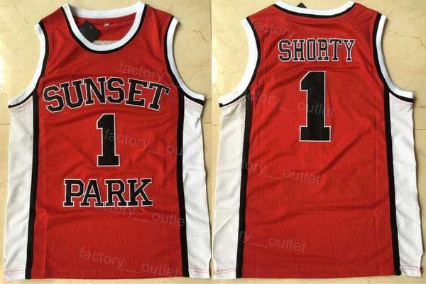 

men movie fredo starr sunset park 1 shorty basketball jersey red team color embroidery and sewing breathable pure cotton sewing for sport fa, Black