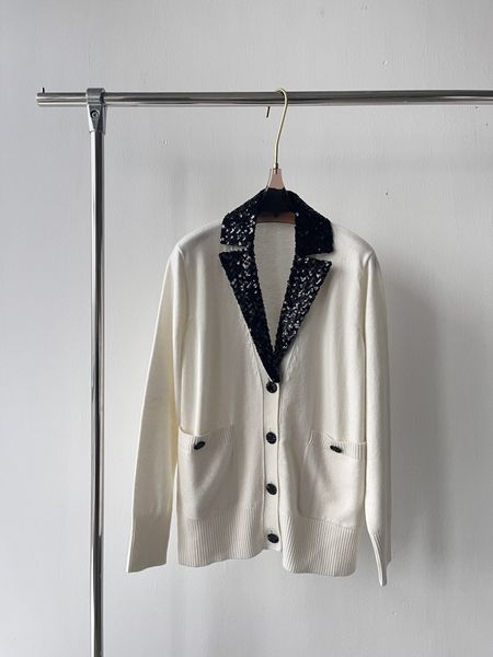 

women's suits blazers woman clothe clothing sequined colorblocked blazer jacket suit 2023 spring female knitted wool cashmere 230215, White;black
