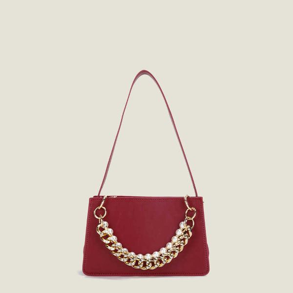 

underarm bag high grade pearl chain women's bag small design simple one-shoulder stick bag 230215