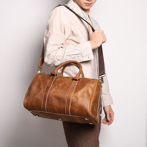 

bag organizer vintage men's cowhide leather business shortdistance carry hand luggage s largecapacity travel simple messenger s 230215, Blue;pink