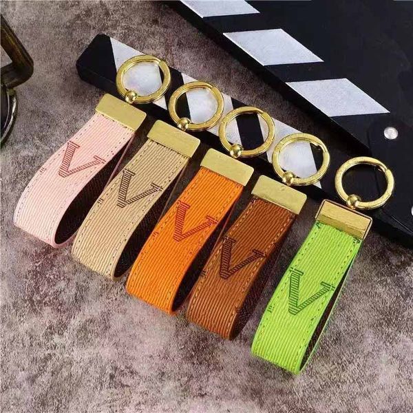 

classic letter leather keychains car fashion key ring lanyard cute key wallet chain rope chain luxury keychain bags pendant, Silver