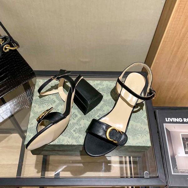 

shoes dress classics women high heel sandals beach alphabet lady leather slides black white designer heels