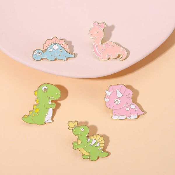 

alloy dinosaur series brooch cartoon color t-rex shape paint badge, Gray