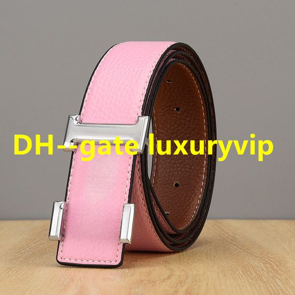 

leather luxury belt gold and silver buckle men's designer luxury women's classic lychee pattern six-color two-color belt body avai, Black;brown