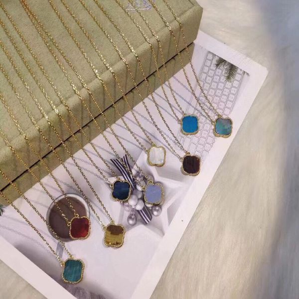 

18k gold four leaf clover necklace designer s925 silver pendant necklaces gold silver mother of pearl green flower chain womens linkb