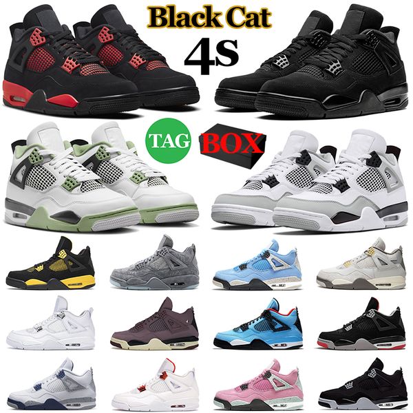 

4 jumpman with box mens basketball shoes military black cat 4s j4 red thunder cement canvas a ma maniere seafoam men womens trainers sports