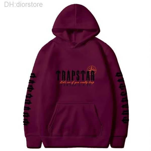 

tracksuit trapstar brand printed sportswear men's t shirts 16 colors warm two pieces set loose hoodie sweatshirt pants jogging 220615 7, Black