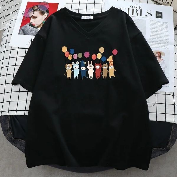 

women's plus size t-shirt plus size 6xl 150kg tshirt femme cartoon print graphic tees women funny t-shirt female cute pink tshirt large, Black