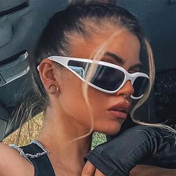 

sunglasses rectangle punk goggle luxury designer sun glasses for women unique sports mens shades sunglasses uv400 white fashion eyewear 2302, White;black