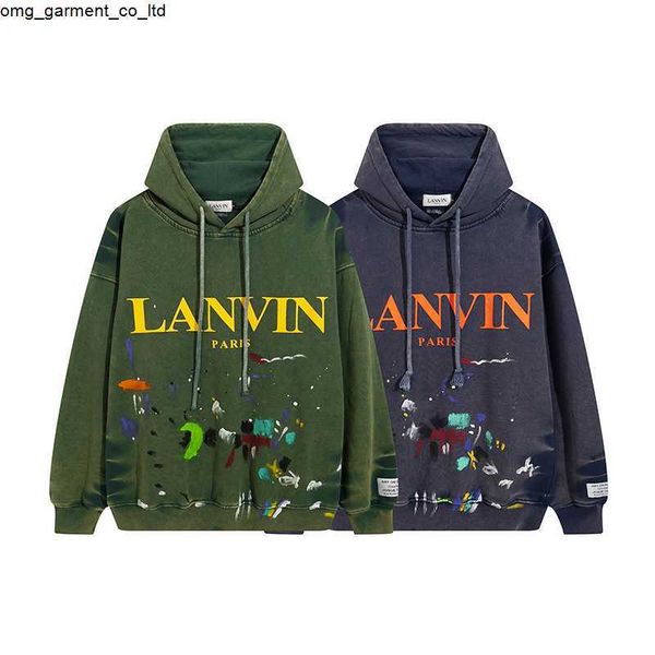 

men's autumn winter new galery dept los angeles graffiti fashion brand letter print casual hoodie, Black