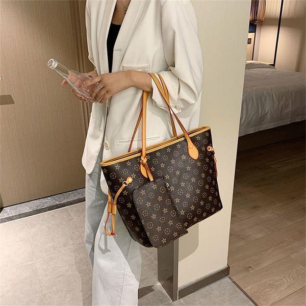 

2023 fashion women bags leather handbags with wallet ladies totes pouch shopping shoulder 2 piece set purse crossbody bag