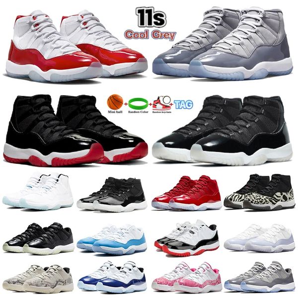 

jumpman 11 retro men women basketball shoes 11s high cool grey cement cherry varsity red and white jubilee 25th anniversary velvet low conco