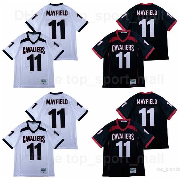 

cavaliers lake travis 11 baker mayfield jersey high school football black white team color all stitched breathable pure cotton excellent qua
