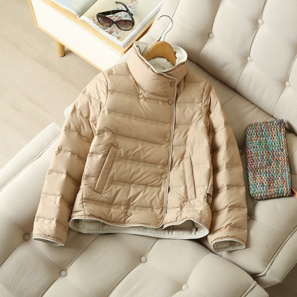 

women's trench coats ladies vertical collar down jacket fashionable lapel comfortable light white eider outdoor multicolor optional 230, Tan;black
