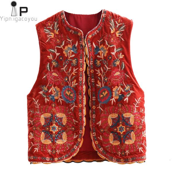 

women's vests vintage autumn floral embroidery sequins velvet women vest fashion sleeveless cardigan ladies outerwear casual waistcoat, Black;white