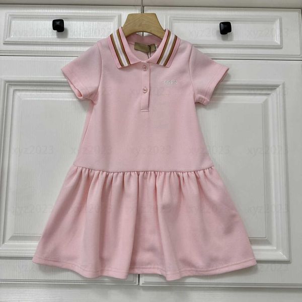 

2023 girl clothing kids skirt baby lovely pink dress with lapel collar child summer elegant active comfortable new size 90-150 cm, Red;yellow