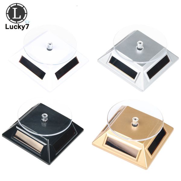 

jewelry boxes solar showcase 360 turntable rotating jewelry watch ring phone stand display jewelry organizer jewelry display stand 4 colors, Black;white