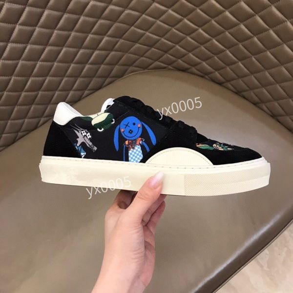 

2023 classic men's sneaker casual shoes monograms canvas leather prints luxury sneakers for man designer trainer shoe size38-44, Black