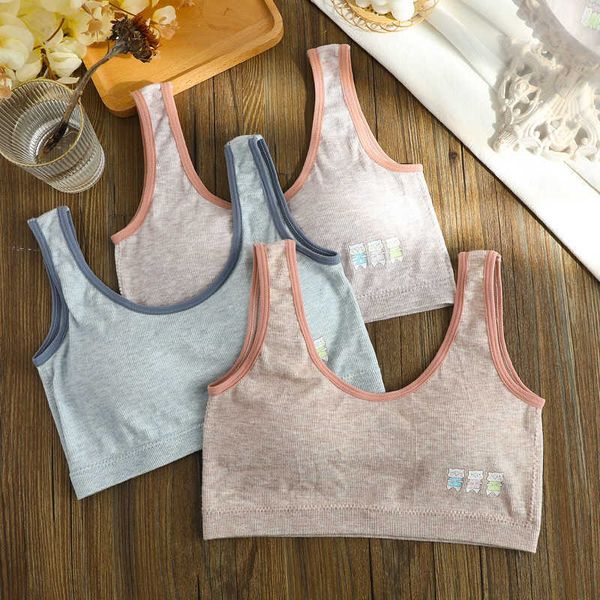 

bra set lingerie cartoon pattern adolescent girls' underwear wide shoulder belt contrast cotton chest wrap junior high school students, Red;black