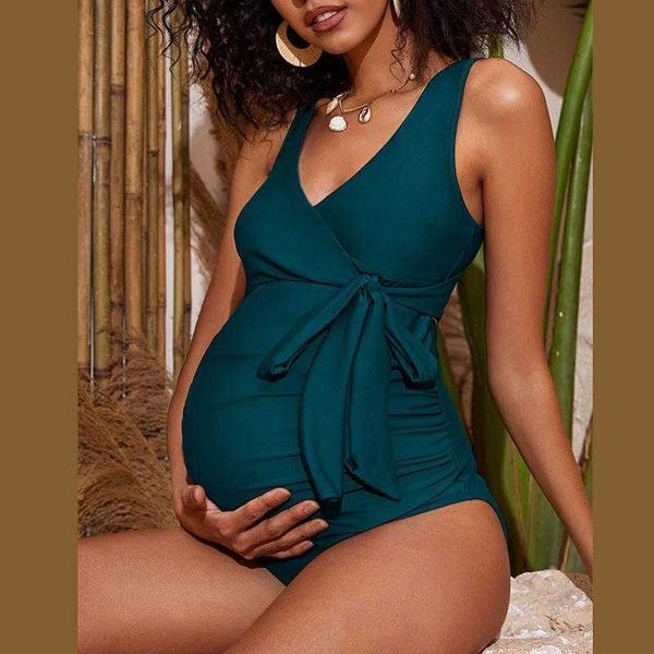 

one piece solid color swimwear for maternity female conservative wholesale, White