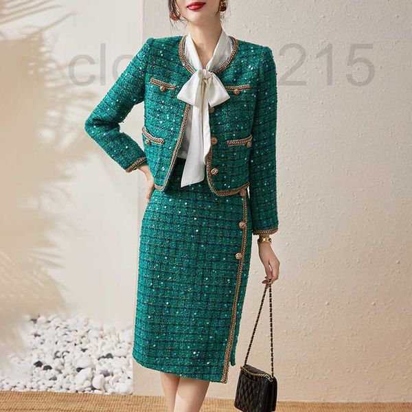 

two piece dress designer turquoise skirt commuting celebrity two-piece set for women's winter ozda, White