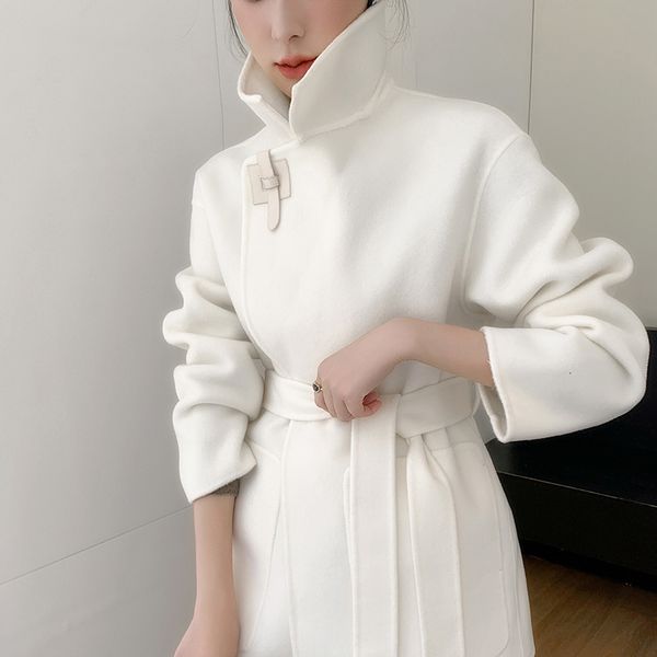 

women's jackets autumn and winter thickened cashmere coat short wool h 230215, Black;brown