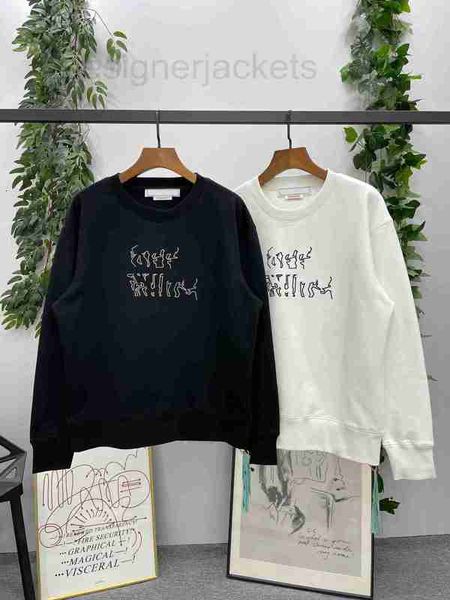 

men's hoodies & sweatshirts designer new round neck pullover with embroidery on the chest and multi color three dimensial print back 1f, Black