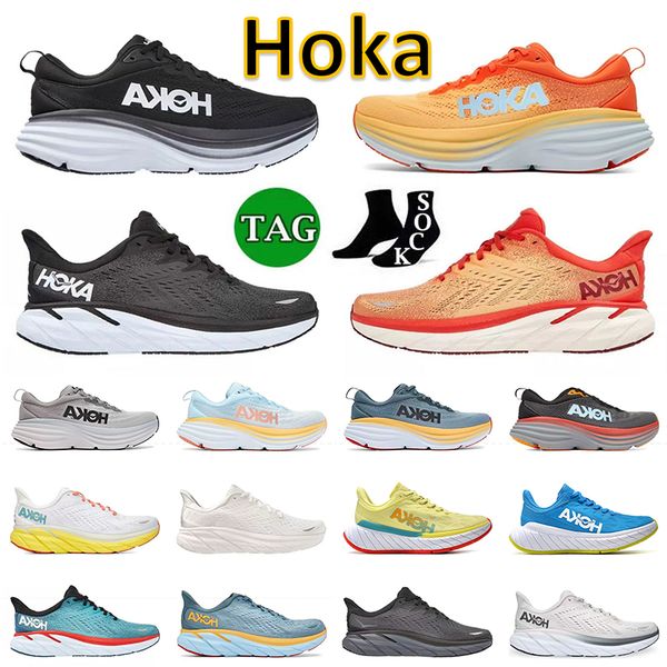 

hoka designer running shoes hokas one one designer black white amber yellow fiesta blazing orange lunar rock diva blue citrus carbon x2 bond, White;red