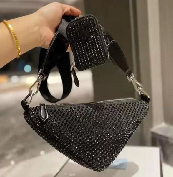 

fashion women triangle bags cross bag rhinestone travel girls chest zipper shoulder crossbody bag new hobo composite pounch with coin purse