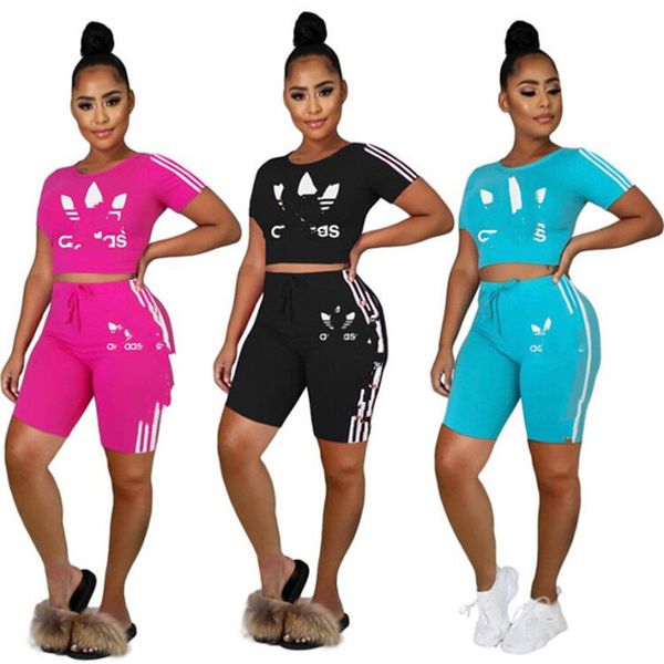 

designer jogging suits brand tracksuits summer women outfits two piece sets short sleeve t-shirt and shorts casual fitness sportswear outwor, Gray