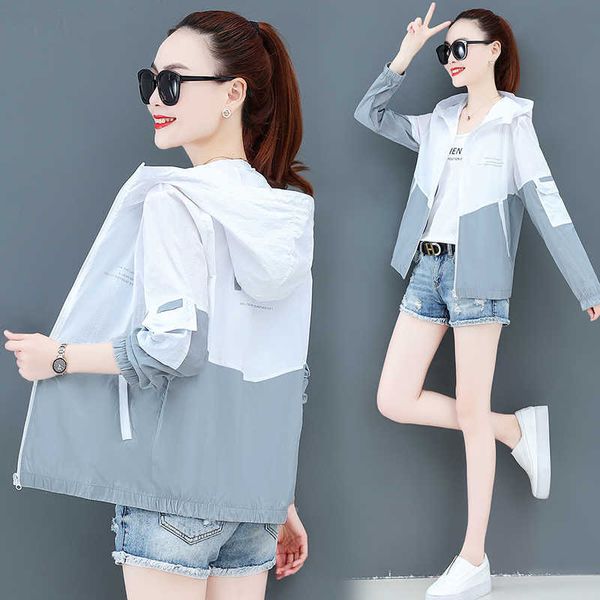 

outdoor t-shirts thin jacket women summer hoode coat sunscreen cardigan 2022 casual outerwear uv sun protection beach lady female loose whit, Gray;blue