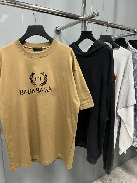

fashion casual men ladies loose t-shirt letter print short sleeve summer selling luxury ladies t-shirt couple khaki, White;black