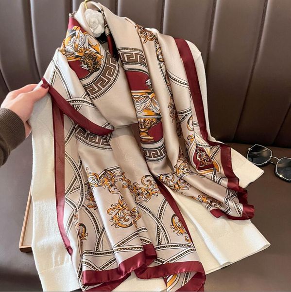 

Scarf Echarpe Fashion designers scarf Silk Scarves Spring Chiffon Stripe Flower Print Beach Towel Scarf for Designer Women Girl Sunscreen Thin