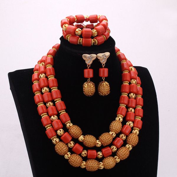 

wedding jewelry sets 4ujewelry jewelry sets for women wedding bridal african artificial coral beads nigerian necklace set 230215, Slivery;golden