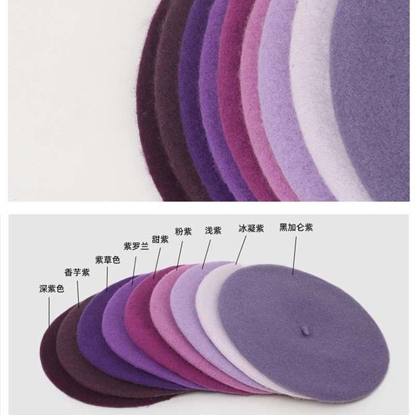 

berets purple color beret japanese wool hat retro painter hat bud hat autum winter vintage caps keep warm cute casual hat women beret 230214, Blue;gray