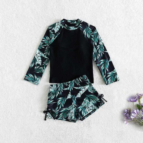 

spring beach long sleeve anti two piece ddos childrens swimsuit big summer, Blue