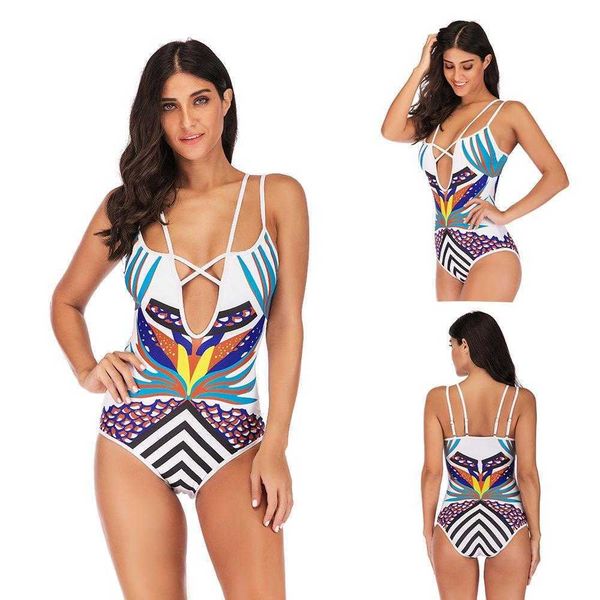 

plus sized size one piece swimsuit digital fixed version printed sexy, White;black