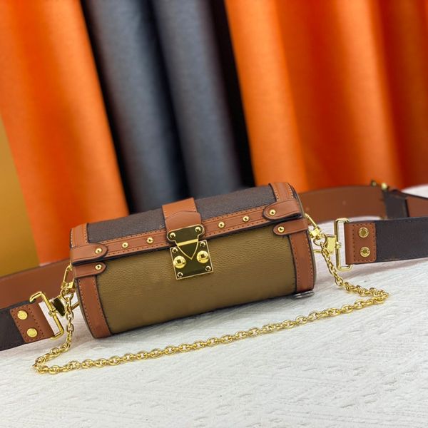 

women designer cylinder shoulder bag leather fashion mini chain tote handbag purse diagonal bags lady cosmetic coin wallets