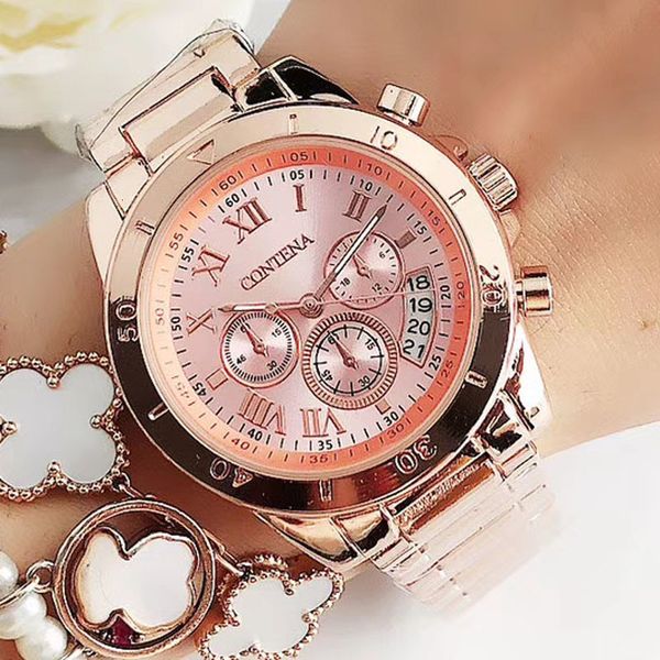 

wristwatches luxury rose gold womens watches brand quartz watch for women fashion stainless steel ladies wristatch reloj mujer relogio 23021, Slivery;brown