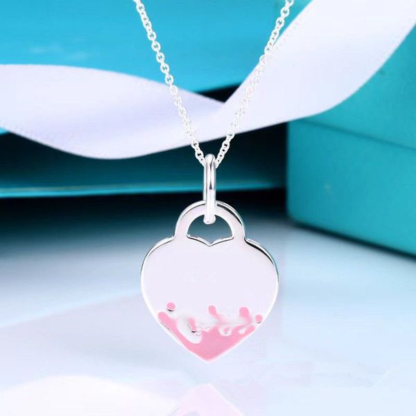 

silver plated luxury designer necklace trendy romantic colorful enamel blue creative elegant charms chains valentine s day key girlfriend ne